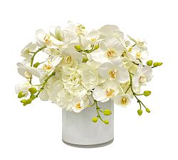 Faux Orchid Hydrangea In Cylinder Vase