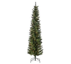 Pre-Lit Hard Mixed Cashmere Pencil Faux Pine Tree