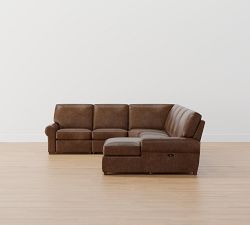 Turner Roll Arm Leather Power Reclining L-Shaped Chaise Sectional (147"&ndash;160")