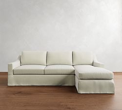 York Slope Arm Slipcovered Chaise Sleeper Sectional (99")