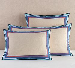 Harbor Striped Border Cotton Linen Blend Sham
