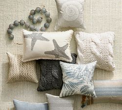 Oceanic Swirl Embroidered Pillow Cover