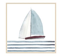 Ship on Stripes Framed Print