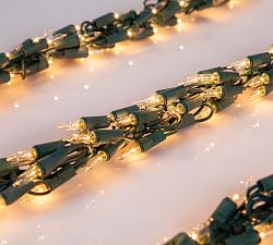 9' Clear Incandescent Garland Lights With Green Wire