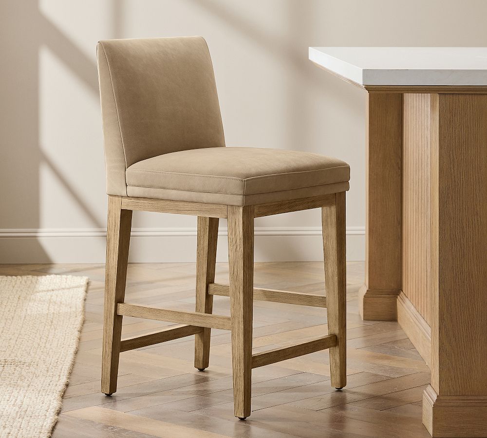 Jake Armless Leather Stool by Pottery Barn