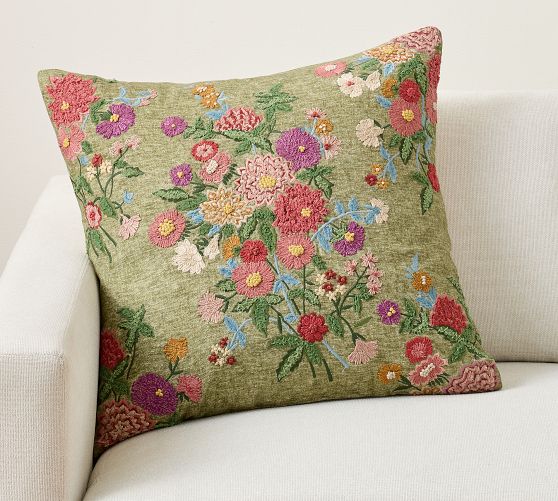 Audrina Floral Embroidered Pillow Cover