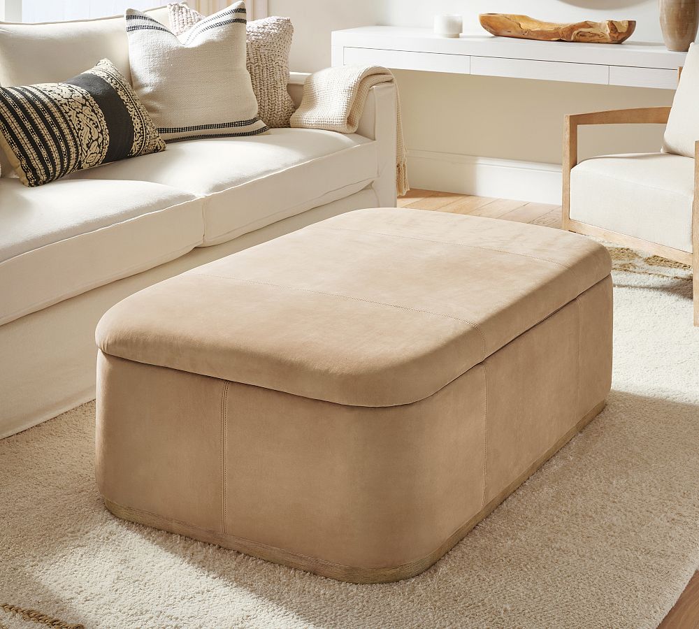 Lawton Leather Ottoman by Pottery Barn