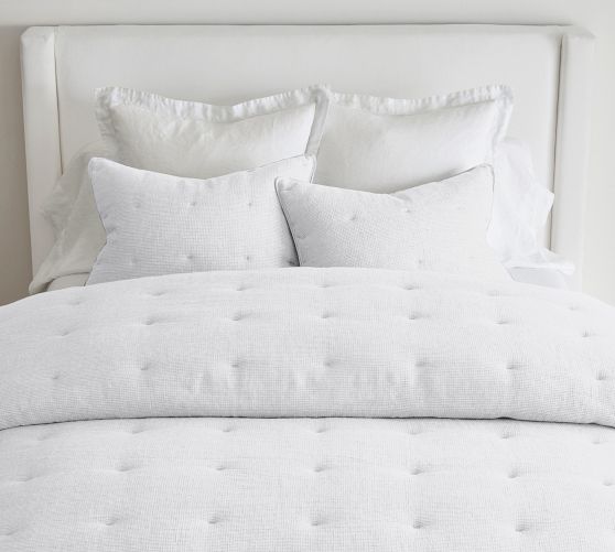 European Flax Linen Tufted Waffle Comforter by Pottery Barn