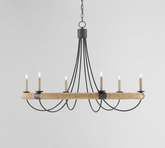 Sullivan Round Iron & Rope Chandelier (39") by Pottery Barn