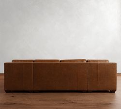 York Square Arm Deep Seat Leather Double Chaise Sectional (112"-132")