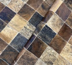 Lea Block Cowhide Leather Rug