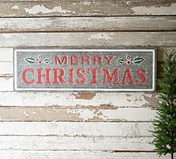 Painted Metal Merry Christmas Sign