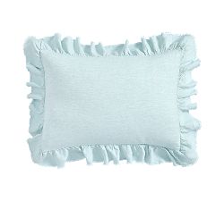 Open Box: Belgian Flax Linen Fringe Ruffle Duvet Shams, Standard, Set of 2 - Sea Breeze