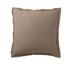 Open Box: Belgian Flax Linen Double Flange Sham, Euro Set of 3 - Café Noir