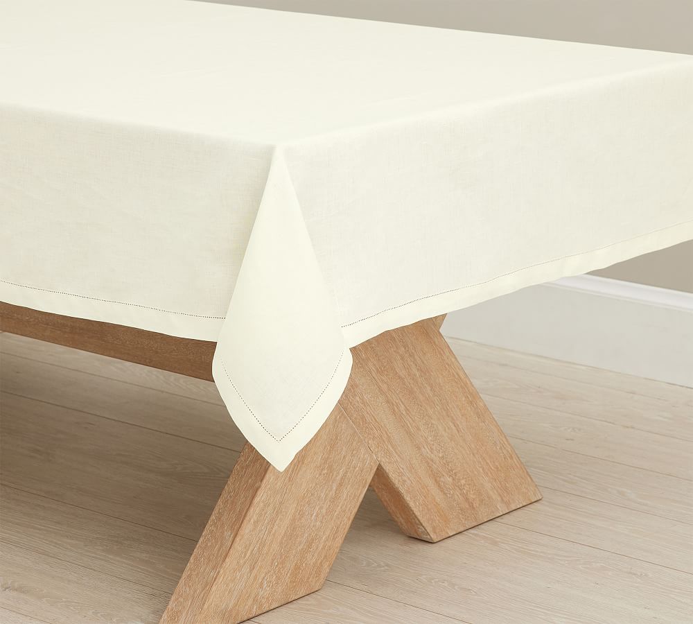 Belgian Linen Tablecloth - 70" x 108" - Classic Ivory