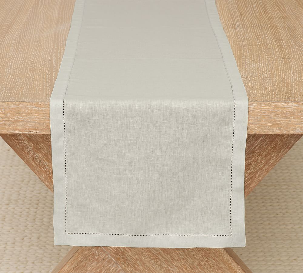 Belgian Linen Table Runner - 16" x 108" - Soft Gray