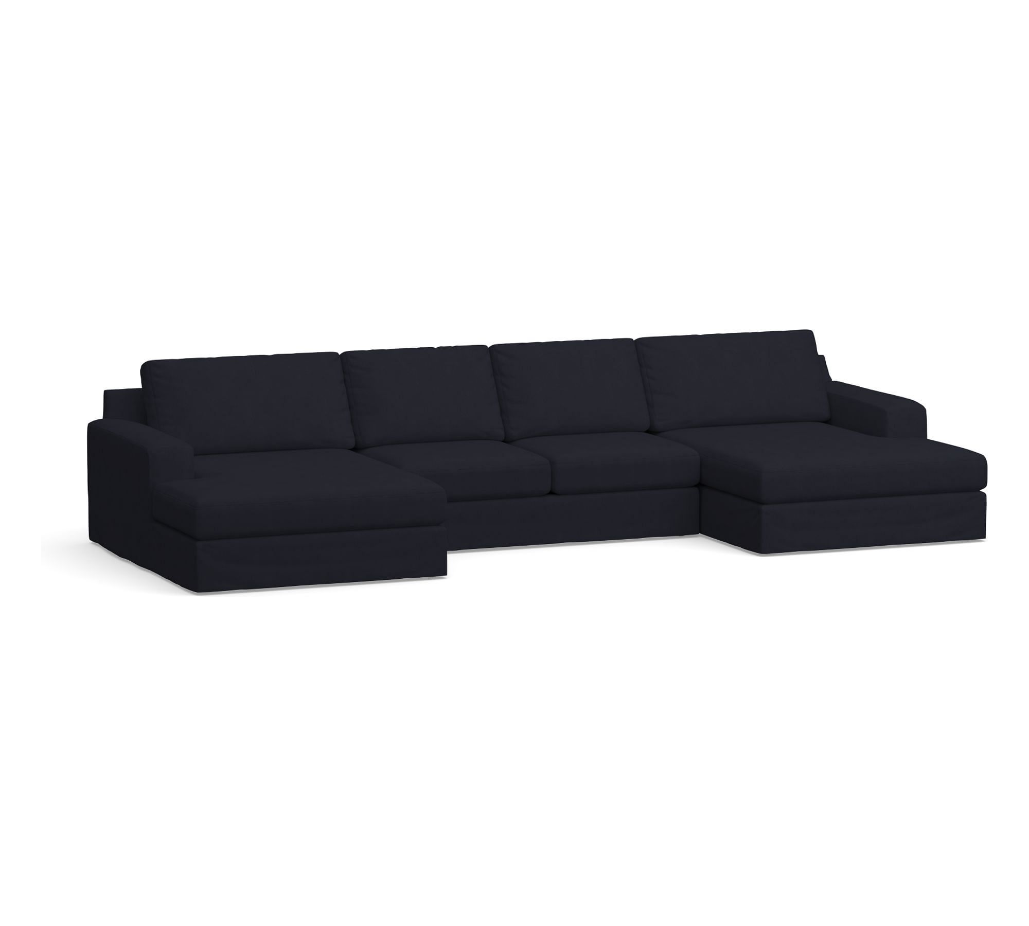 Big Sur Slipcovered 3-Piece Double Chaise Outdoor Sectional (166")