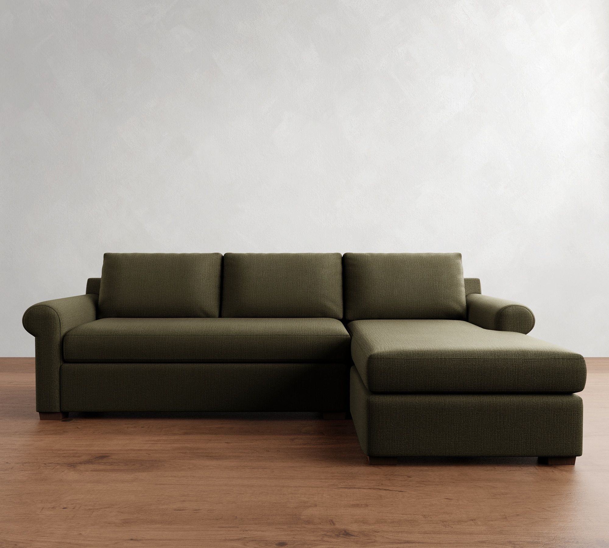 Shasta Roll Arm Chaise Sleeper Sectional (111")