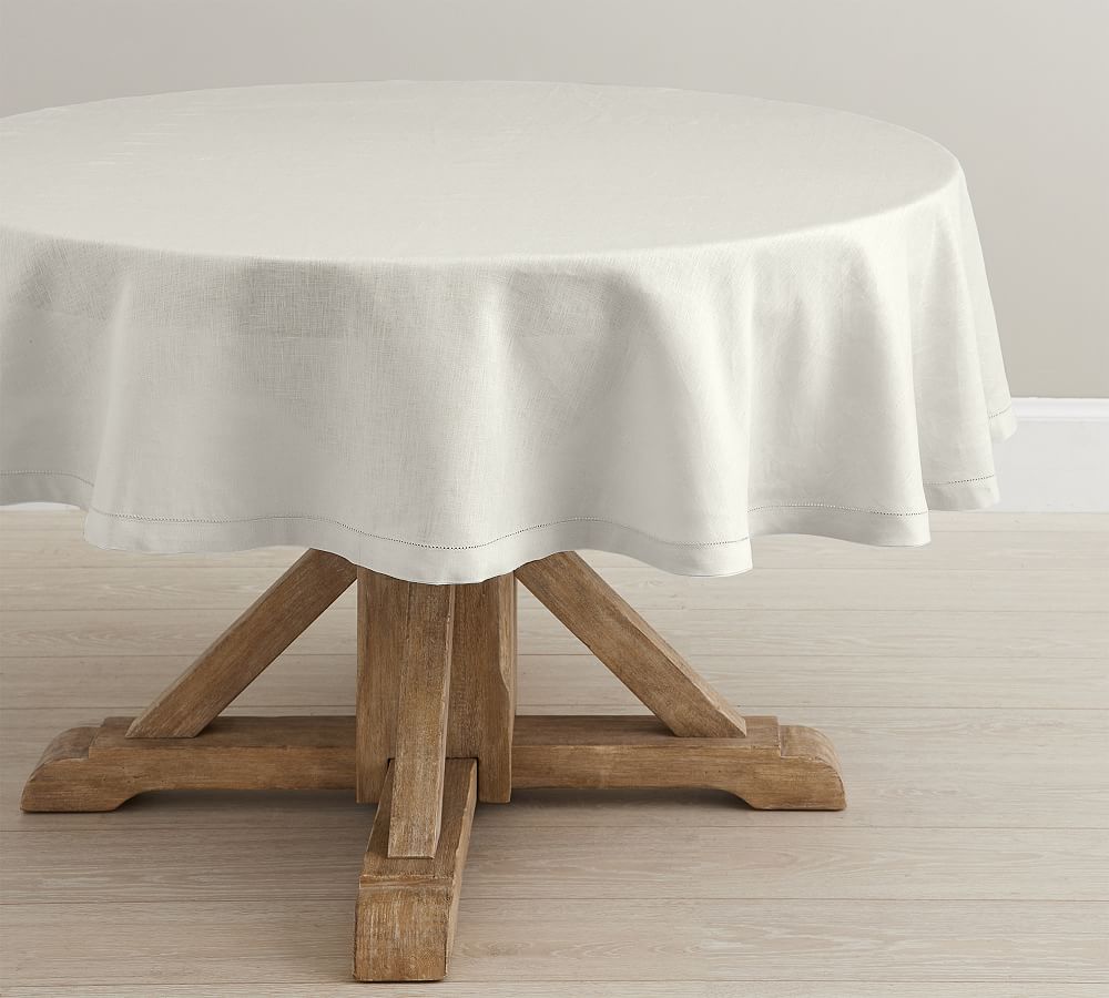 Belgian Linen Round Tablecloth - 90" - Soft Gray