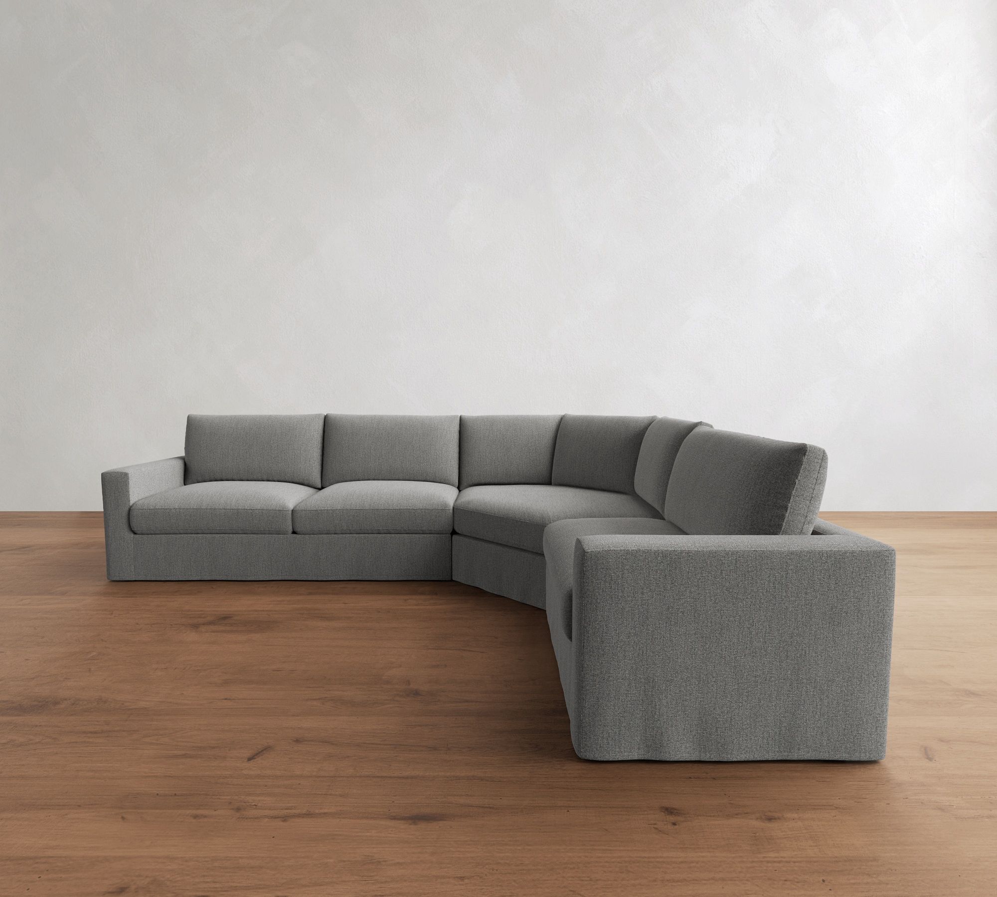 Westwood Square Arm Slipcovered 3-Piece Wedge Sectional (128&quot-138")
