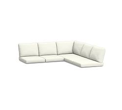 Tulum 5pc - 1 Corner, 4 Chair Sect. Outdoor Cushion Cover, High Performance Canvas; White