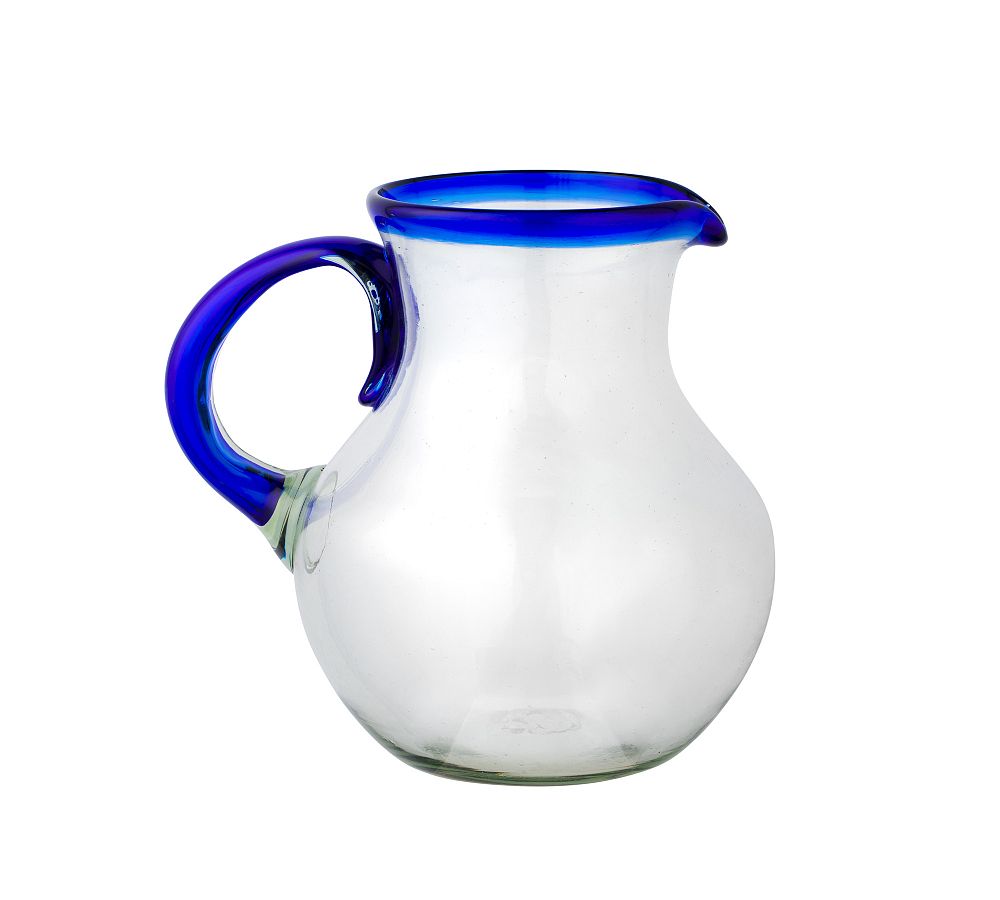 Baja Recycled Pitcher - Clear/Cobalt Rim