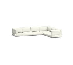 Huntington Square Arm Sectional 6pc - 1 Corner, 2 RA/LA, 3 Armless Chair, HP Canvas; White