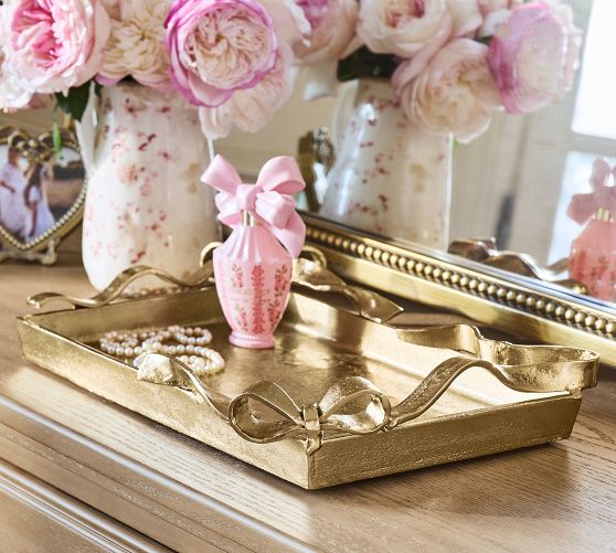 LoveShackFancy Figural Brass Ribbon Tray | Pottery Barn