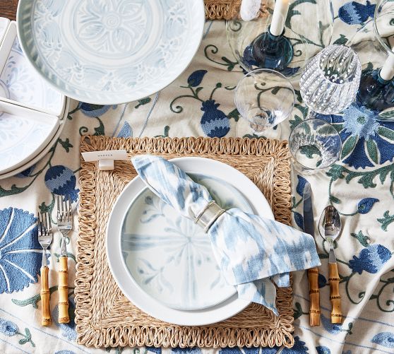 Chambray Tile Stoneware Salad Plates - Set of 4
