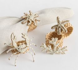 Beaded Coastal Napkin Rings - Mixed Set of 4