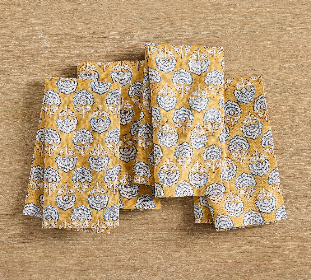 Buta Flower Cotton Napkins - Set of 4