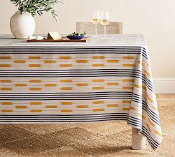 Ikat Stripe Cotton/Linen Tablecloth