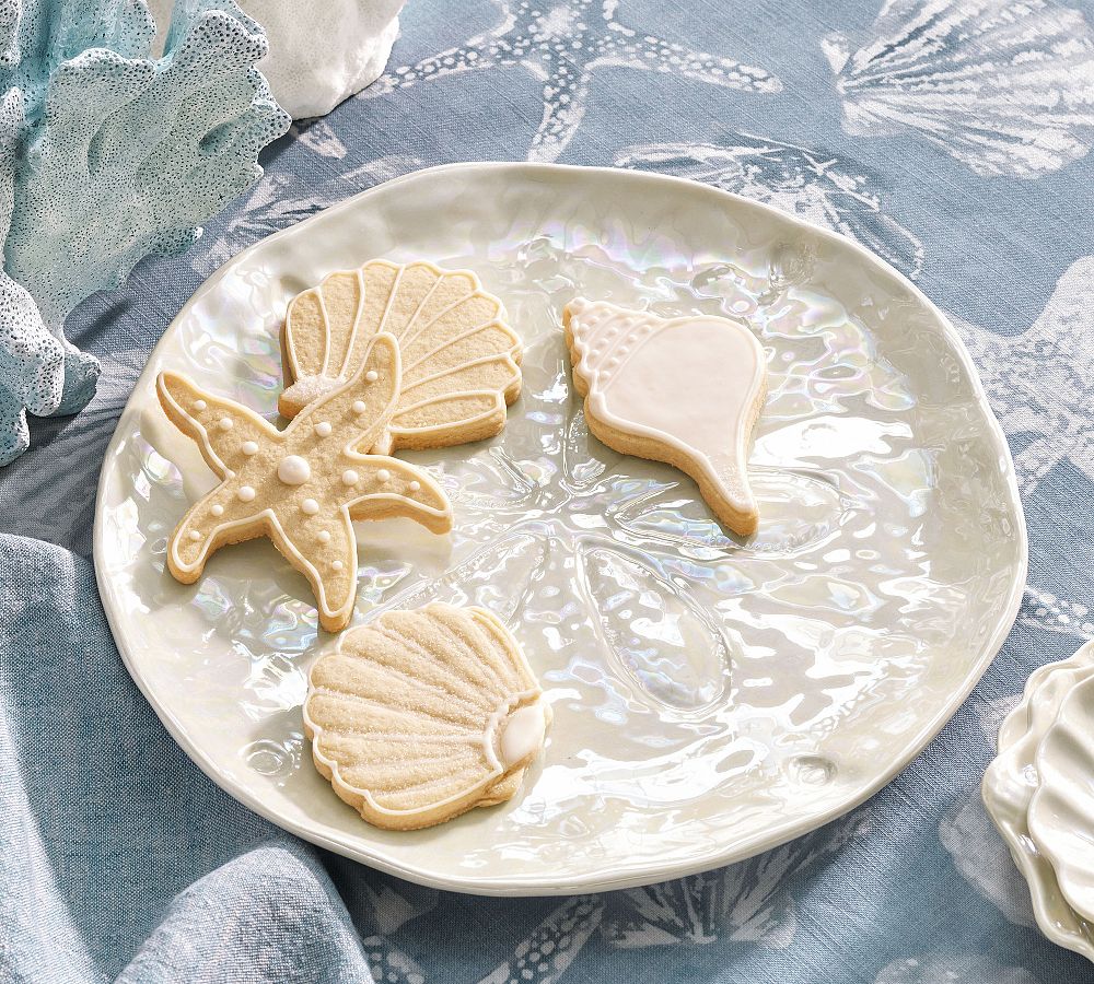 Pearlescent Sand Dollar Stoneware Serving Platter