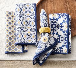 Mosaic Organic Cotton Napkins - Mixed Set of 4