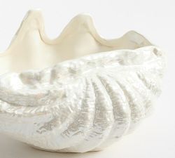 Pearlescent Clam Shell Stoneware Serving Bowl
