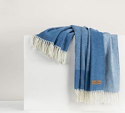 Open Box: Lands Downunder Border Herringbone Throw (51"W x 67"L) - Azure