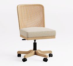 Open Box: Elliot Upholstered Cane Desk Chair - Performance Boucle, Oatmeal
