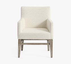 Classic Upholstered Dining Armchair with Stretcher