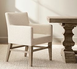 Classic Upholstered Dining Armchair with Stretcher