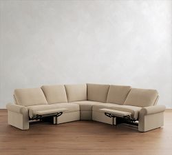 PB Comfort Modern Roll Arm Power Reclining L-Shaped Sectional (123")