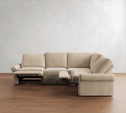 PB Comfort Modern Roll Arm Power Reclining Reversible Wedge Sectional (123")