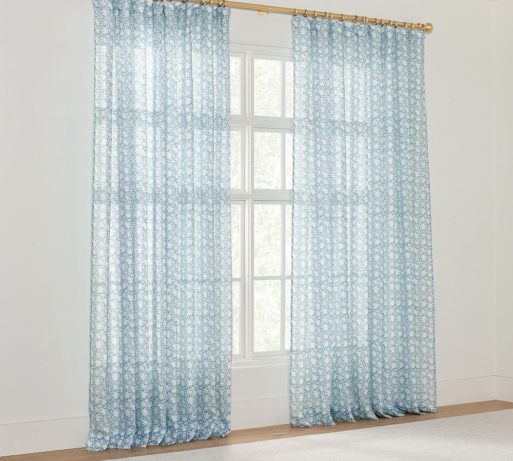 Belgian Flax Linen Fleur Sheer Curtain by Pottery Barn