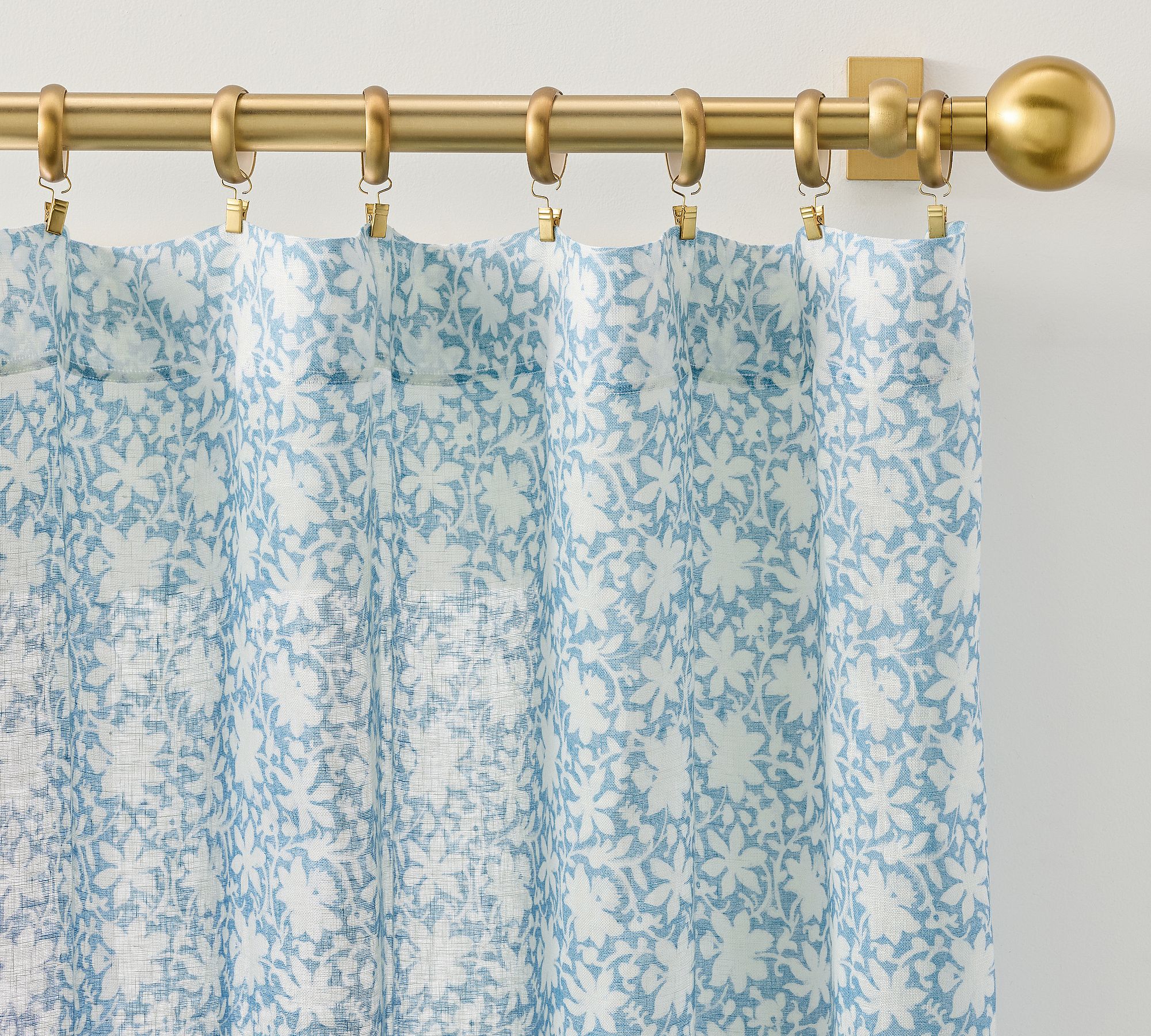 Belgian Flax Linen Fleur Sheer Curtain