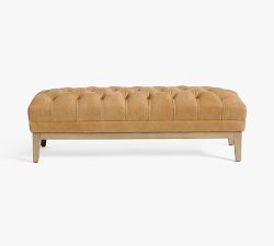 Edgewood Tufted Leather Bench