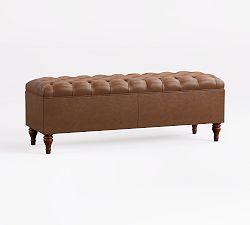 Open Box: Lorraine Tufted Leather Queen Storage Bench (58") - Signature Maple, Espresso