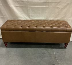 Open Box: Lorraine Tufted Leather Queen Storage Bench (58") - Signature Maple, Espresso