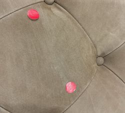 Open Box: Tufted Rectangular Leather Ottoman - Leather Nubuck Caramel