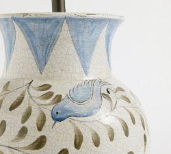 Handcrafted Bird Print Ceramic Table Lamp (22")