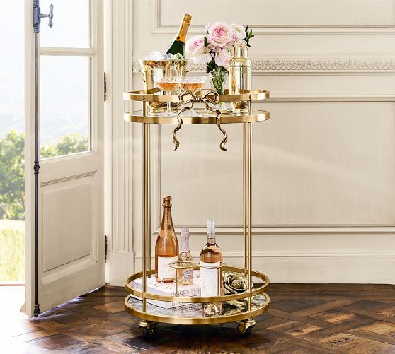 Pottery Barn LoveShackFancy Bow Bar Cart - Thumbnail 2