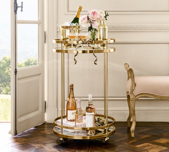 Pottery Barn LoveShackFancy Bow Bar Cart - Thumbnail 4